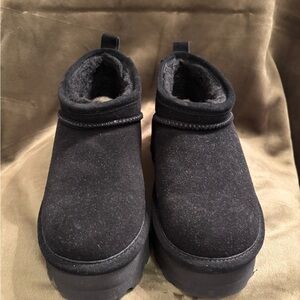 BearPaw Black Suede Ankle Booties